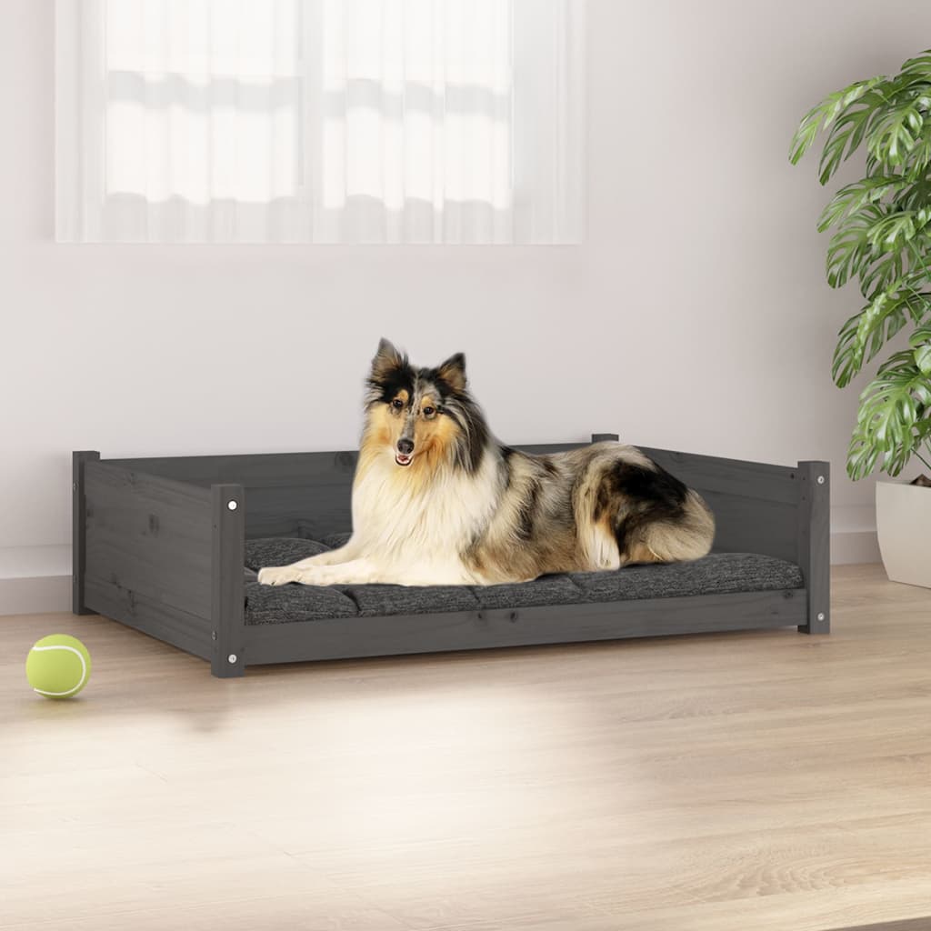 Berkfield Dog Bed Grey 95.5x65.5x28 cm Solid Pine Wood