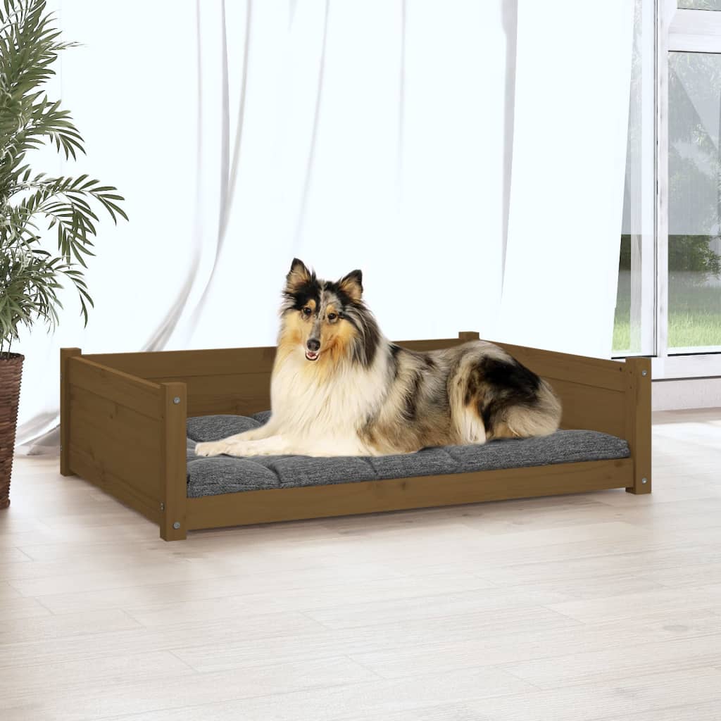 Berkfield Dog Bed Honey Brown 95.5x65.5x28 cm Solid Pine Wood
