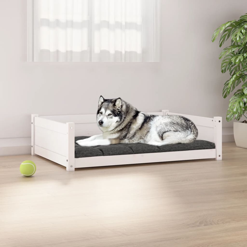 Berkfield Dog Bed White 105.5x75.5x28 cm Solid Pine Wood