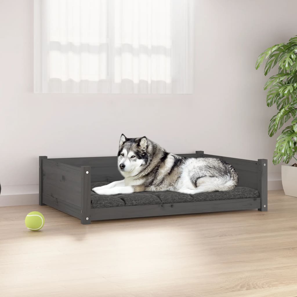 Berkfield Dog Bed Grey 105.5x75.5x28 cm Solid Pine Wood
