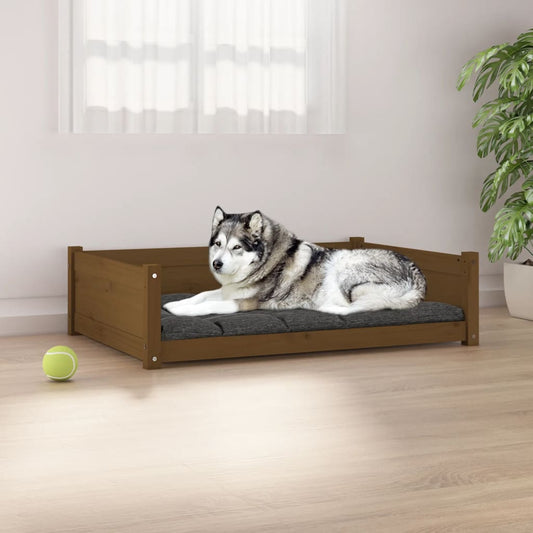 Berkfield Dog Bed Honey Brown 105.5x75.5x28 cm Solid Pine Wood