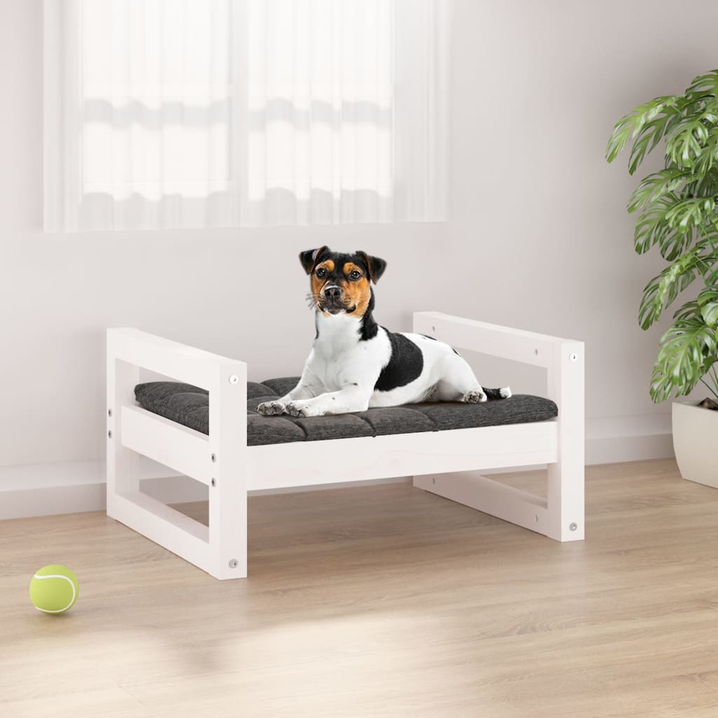 Berkfield Dog Bed White 55.5x45.5x28 cm Solid Pine Wood