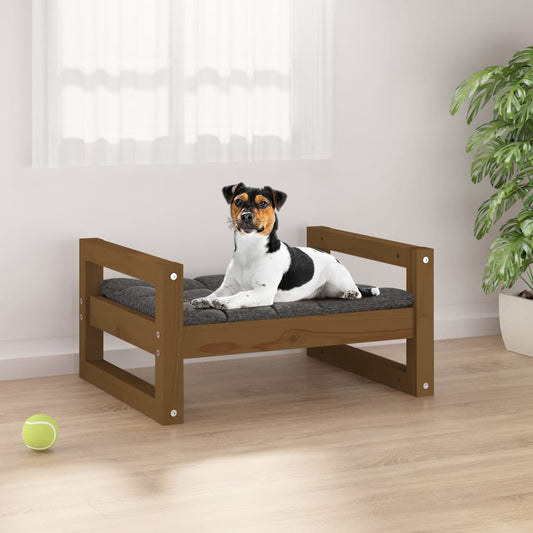 Berkfield Dog Bed Honey Brown 55.5x45.5x28 cm Solid Pine Wood