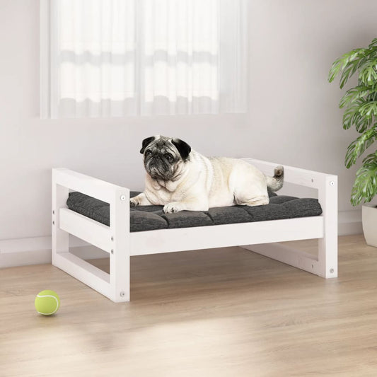 Berkfield Dog Bed White 65.5x50.5x28 cm Solid Pine Wood