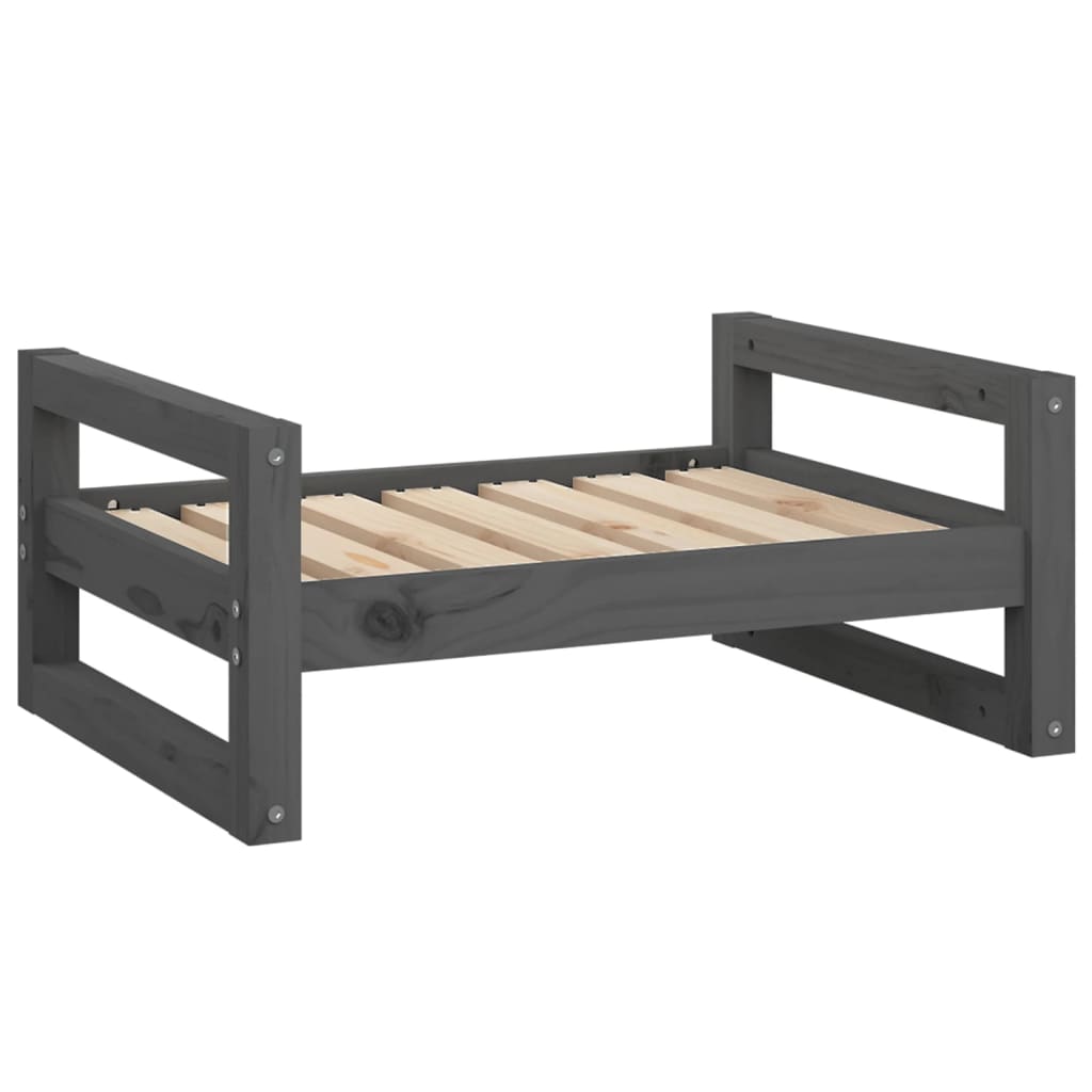 Berkfield Dog Bed Grey 65.5x50.5x28 cm Solid Pine Wood