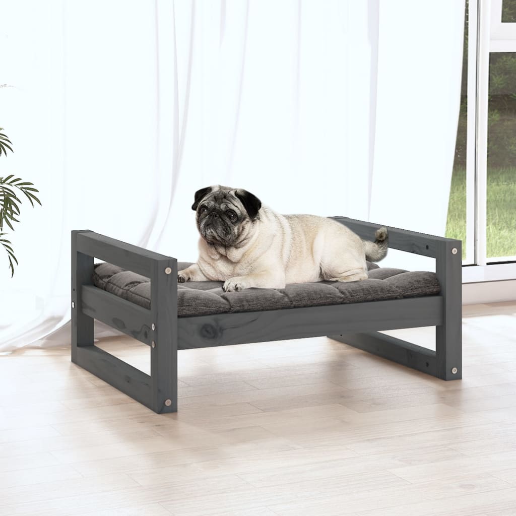 Berkfield Dog Bed Grey 65.5x50.5x28 cm Solid Pine Wood