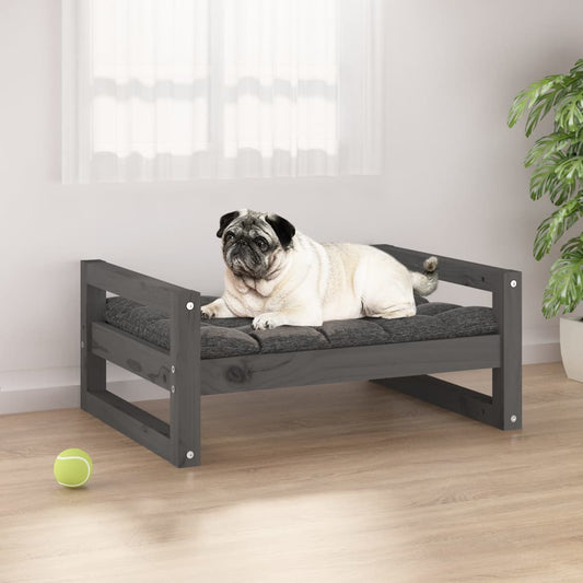 Berkfield Dog Bed Grey 65.5x50.5x28 cm Solid Pine Wood