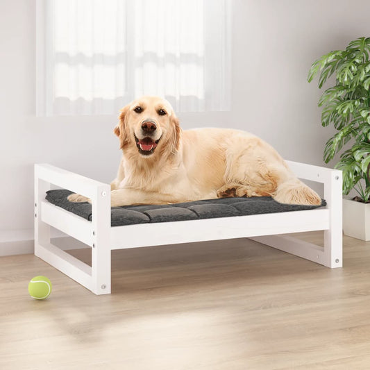 Berkfield Dog Bed White 75.5x55.5x28 cm Solid Pine Wood