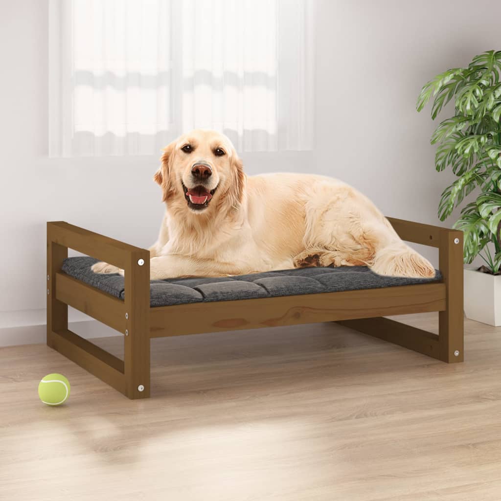 Berkfield Dog Bed Honey Brown 75.5x55.5x28 cm Solid Pine Wood