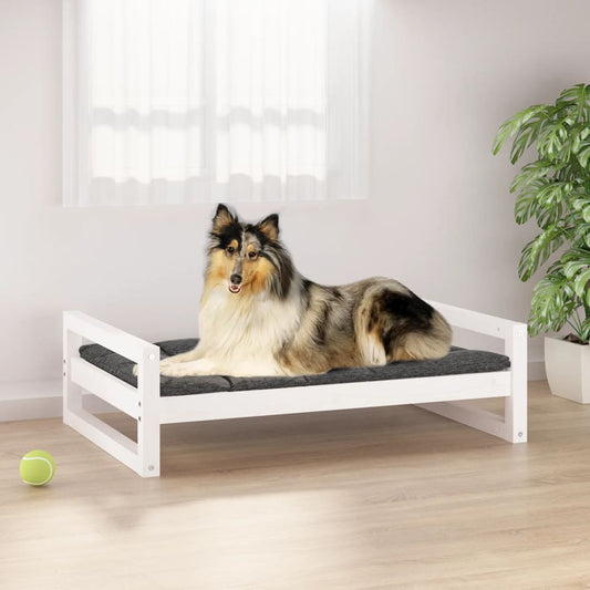Berkfield Dog Bed White 95.5x65.5x28 cm Solid Pine Wood