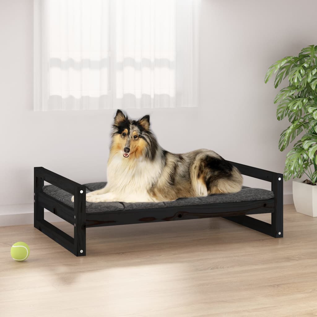 Berkfield Dog Bed Black 95.5x65.5x28 cm Solid Pine Wood