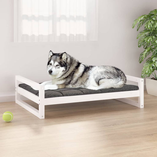 Berkfield Dog Bed White 105.5x75.5x28 cm Solid Pine Wood