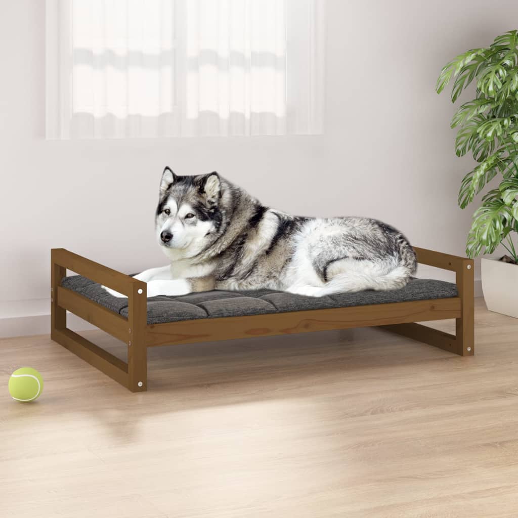 Berkfield Dog Bed Honey Brown 105.5x75.5x28 cm Solid Pine Wood
