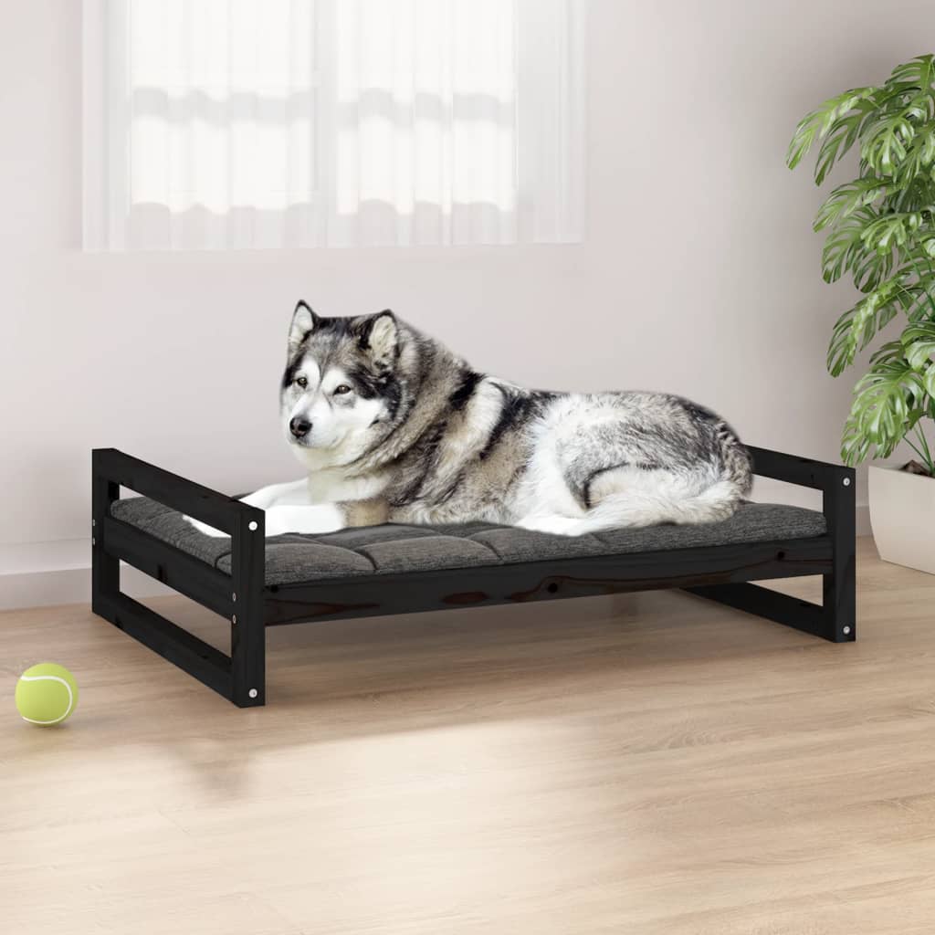 Berkfield Dog Bed Black 105.5x75.5x28 cm Solid Pine Wood