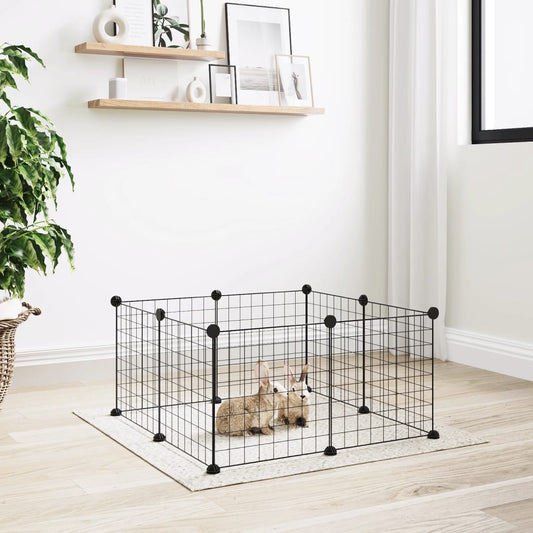 Berkfield 8-Panel Pet Cage Black 35x35 cm Steel