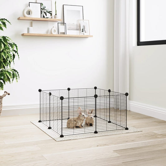 Berkfield 8-Panel Pet Cage Black 35x35 cm Steel