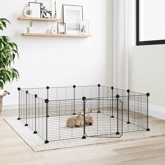 Berkfield 12-Panel Pet Cage with Door Black 35x35 cm Steel