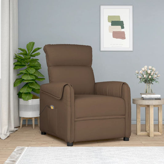 Berkfield Massage Chair Brown Fabric
