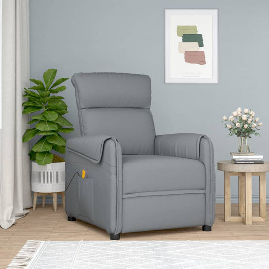 Berkfield Massage Chair Light Grey Fabric