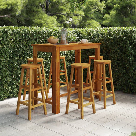 Berkfield 7 Piece Garden Bar Set Solid Wood Acacia