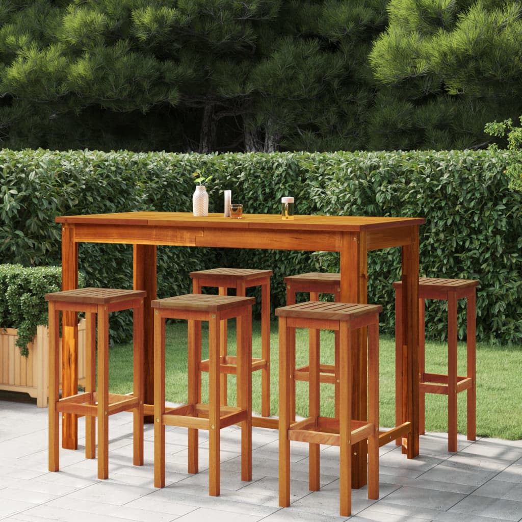 Berkfield 7 Piece Garden Bar Set Solid Wood Acacia