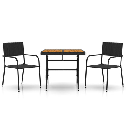 Berkfield 3 Piece Outdoor Dining Set Poly Rattan Black