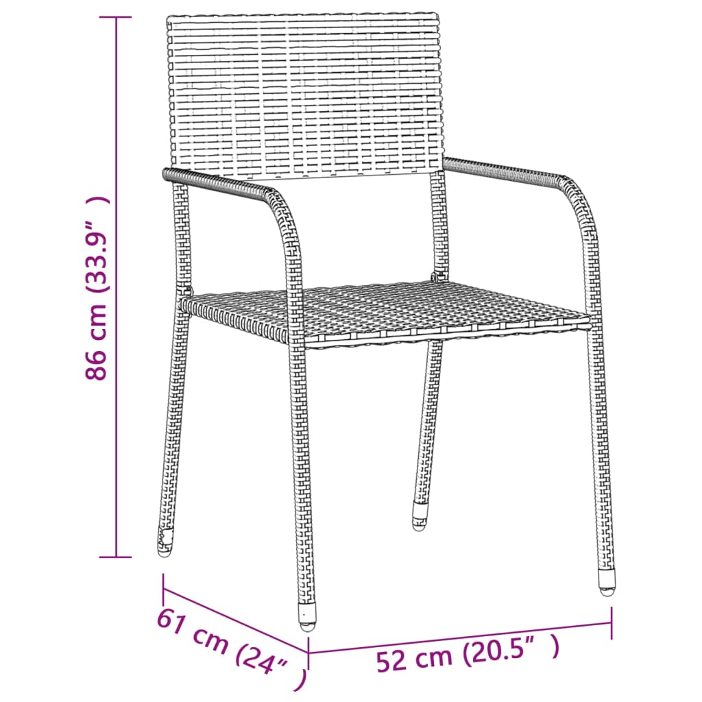 Berkfield 3 Piece Outdoor Dining Set Poly Rattan Black