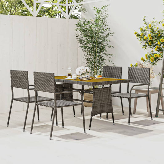 Berkfield 5 Piece Outdoor Dining Set Poly Rattan Grey