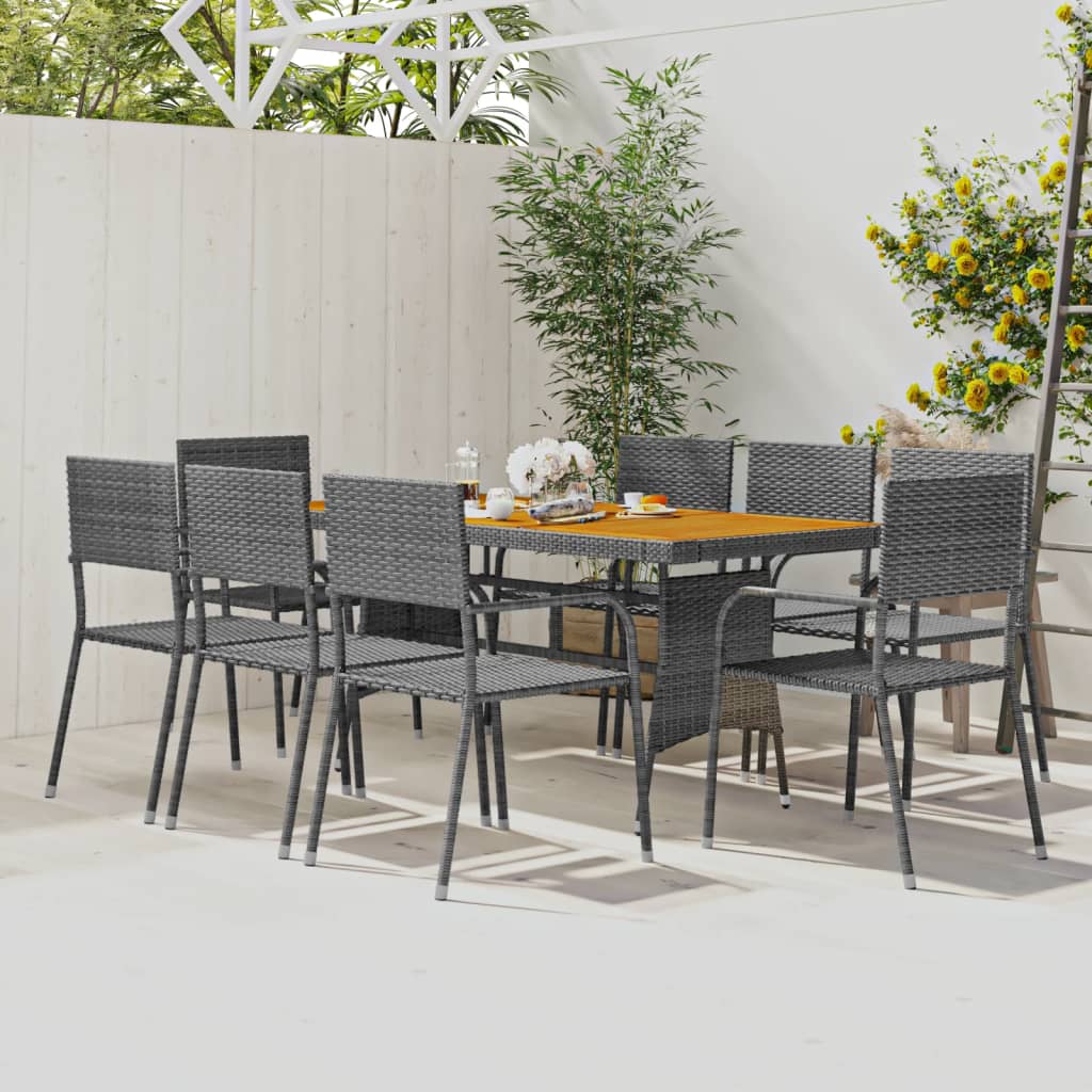Berkfield 9 Piece Outdoor Dining Set Poly Rattan Grey