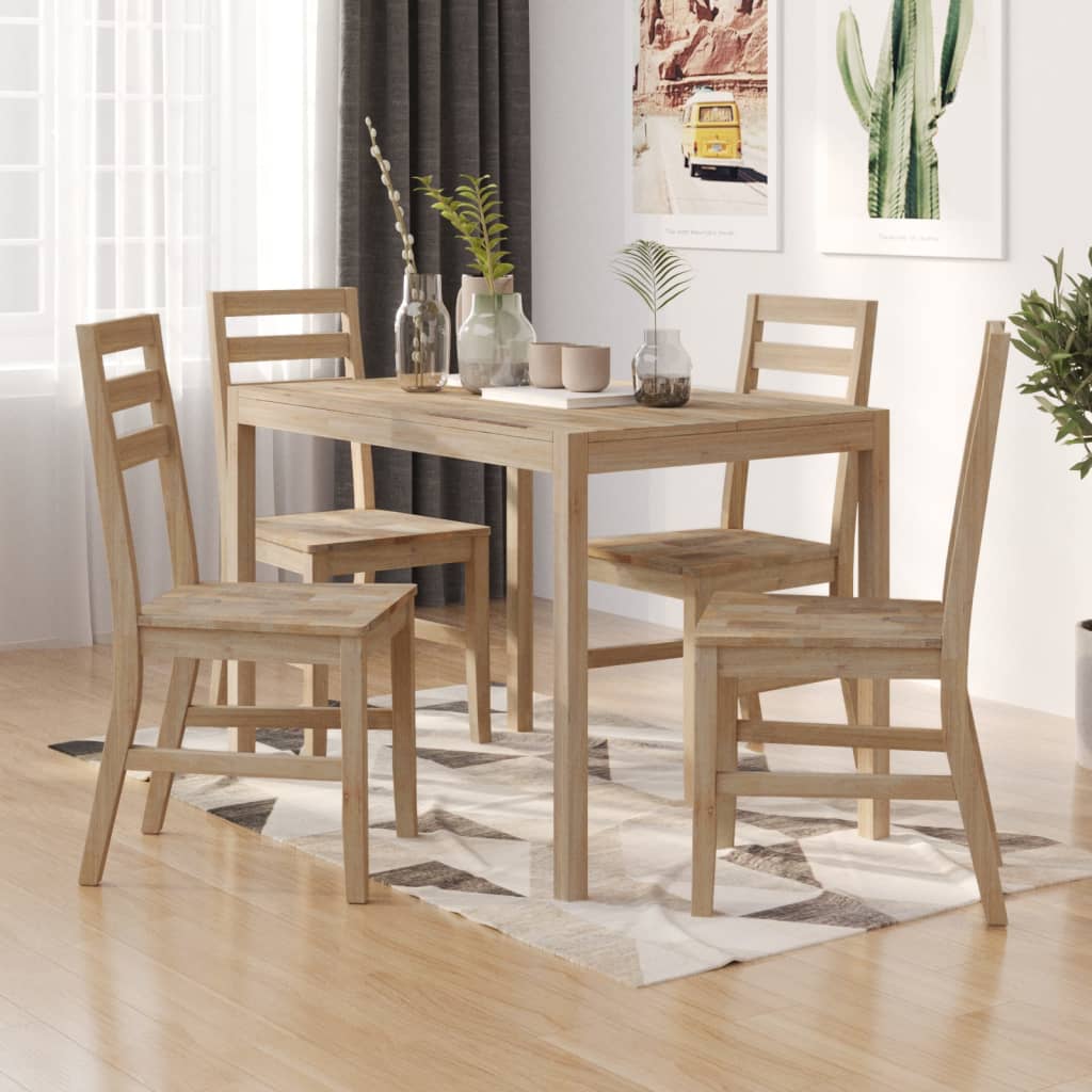 Berkfield 5 Piece Dining Set Solid Wood Acacia
