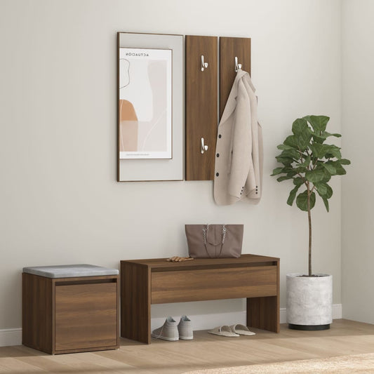 Berkfield Hallway Furniture Set Brown Oak Engineered Wood