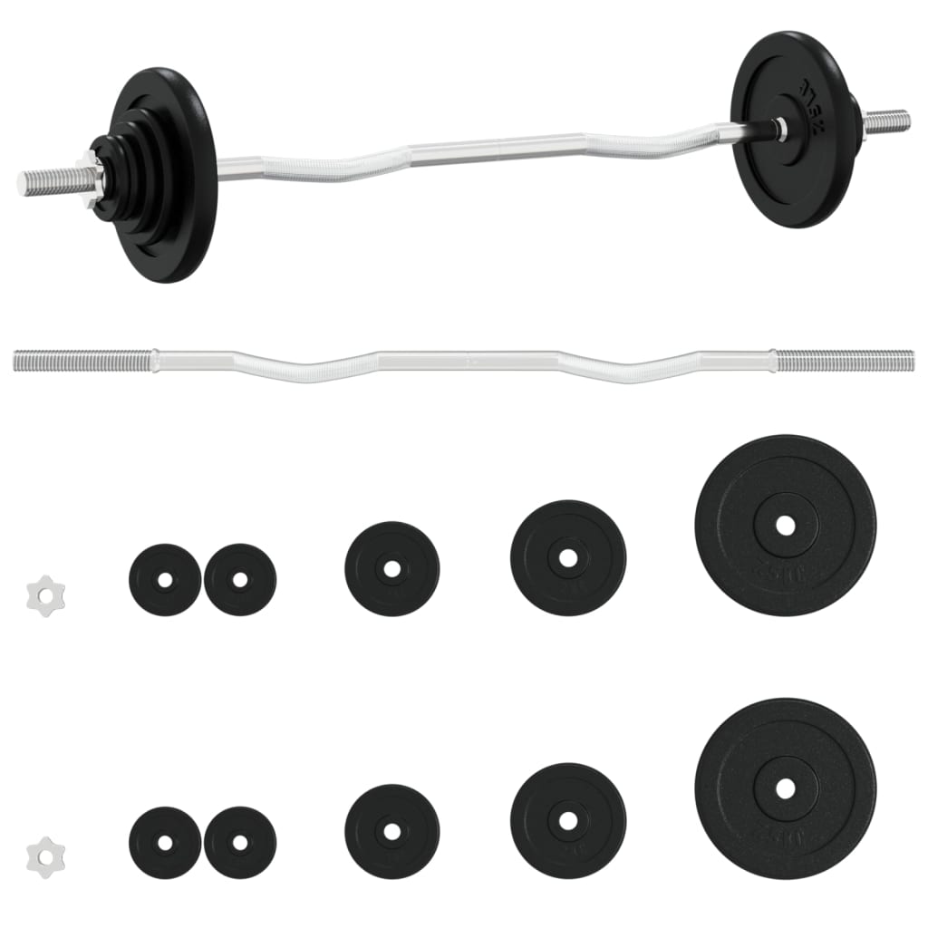 Berkfield Barbell with Plates Set 30 kg Cast Iron & Chrome Plated Steel