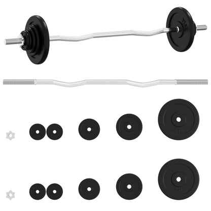 Berkfield Barbell with Plates Set 30 kg Cast Iron & Chrome Plated Steel