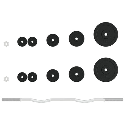 Berkfield Barbell with Plates Set 30 kg Cast Iron & Chrome Plated Steel