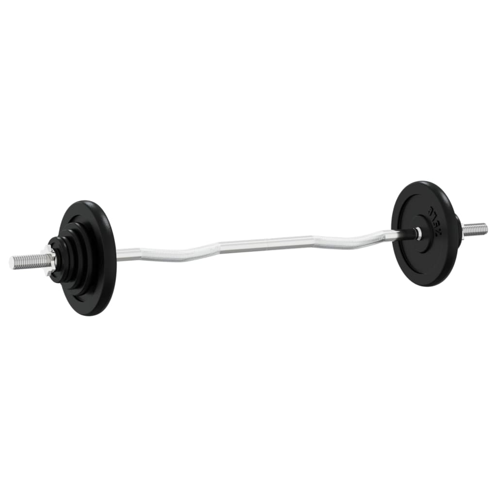 Berkfield Barbell with Plates Set 30 kg Cast Iron & Chrome Plated Steel