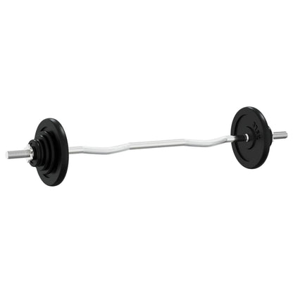 Berkfield Barbell with Plates Set 30 kg Cast Iron & Chrome Plated Steel