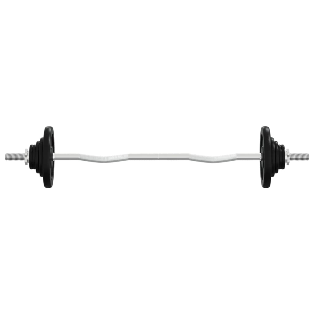 Berkfield Barbell with Plates Set 30 kg Cast Iron & Chrome Plated Steel