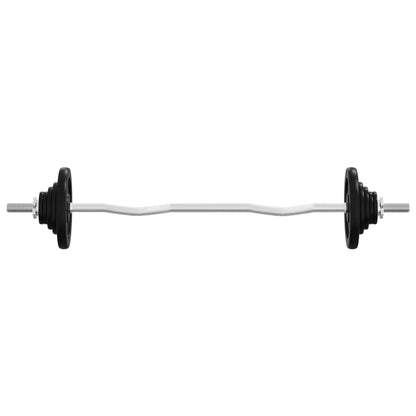 Berkfield Barbell with Plates Set 30 kg Cast Iron & Chrome Plated Steel