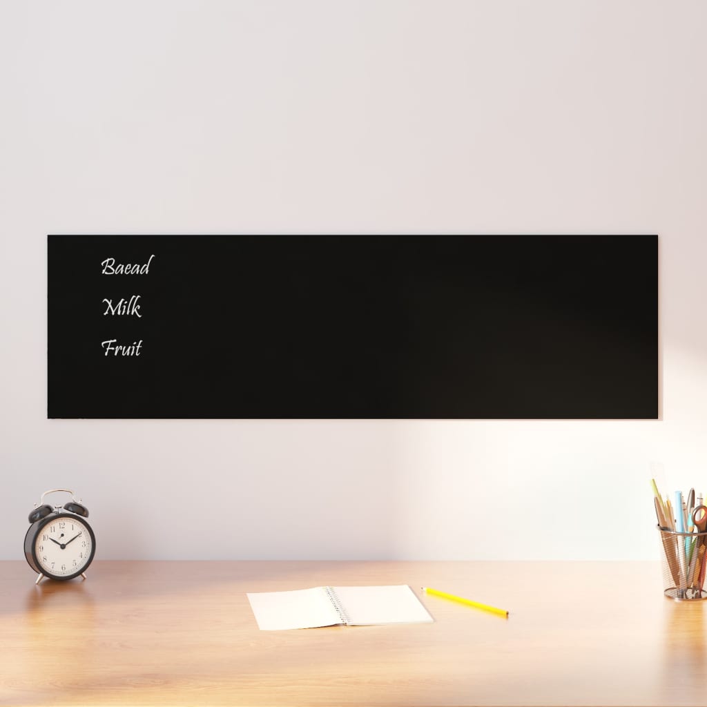Berkfield Wall-mounted Magnetic Board Black 100x30 cm Tempered Glass