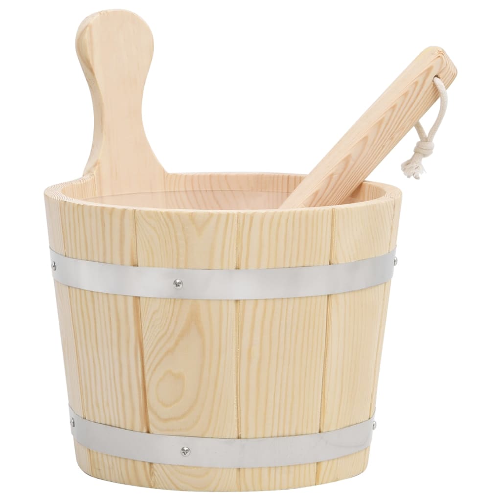 Berkfield Sauna Bucket and Ladle Set Solid Wood Pine
