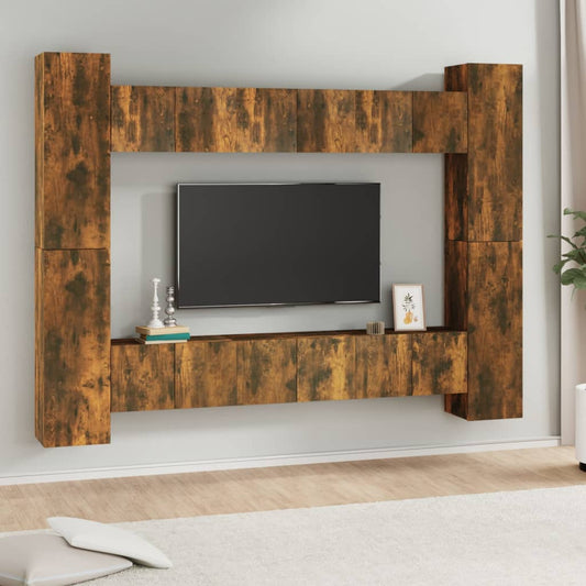 Berkfield 10 Piece TV Cabinet Set Smoked Oak Engineered Wood