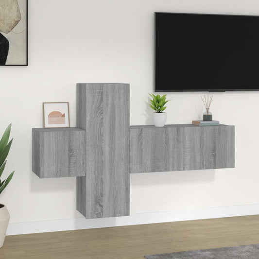 Berkfield 3 Piece TV Cabinet Set Grey Sonoma Engineered Wood