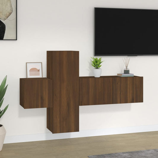 Berkfield 3 Piece TV Cabinet Set Brown Oak Engineered Wood