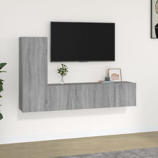 Berkfield 3 Piece TV Cabinet Set Grey Sonoma Engineered Wood