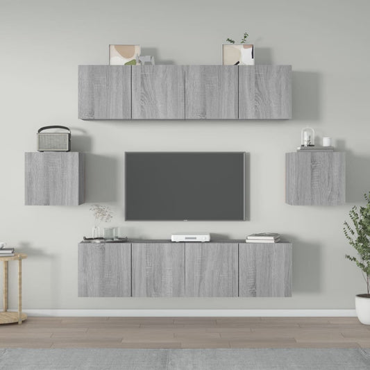 Berkfield 6 Piece TV Cabinet Set Grey Sonoma Engineered Wood