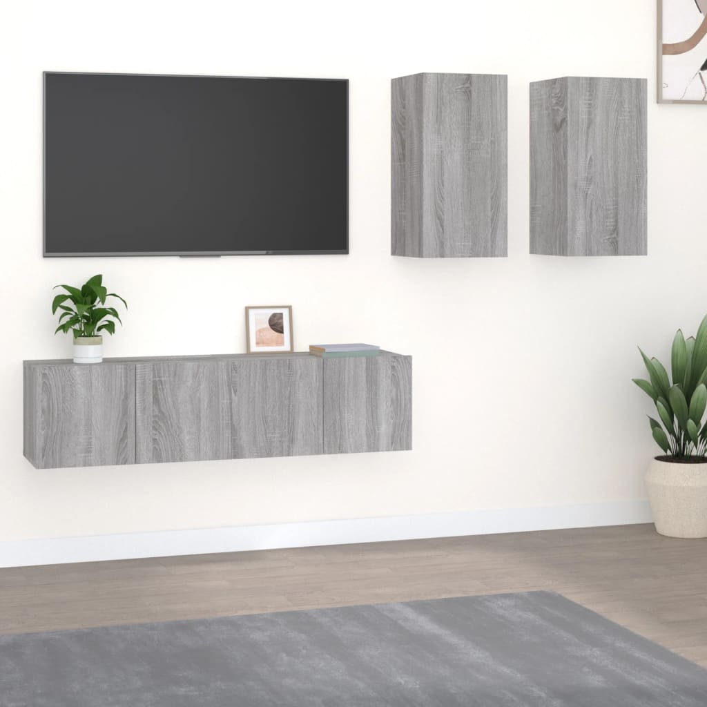 Berkfield 4 Piece TV Cabinet Set Grey Sonoma Engineered Wood