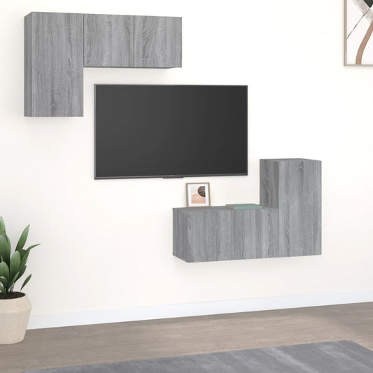Berkfield 4 Piece TV Cabinet Set Grey Sonoma Engineered Wood