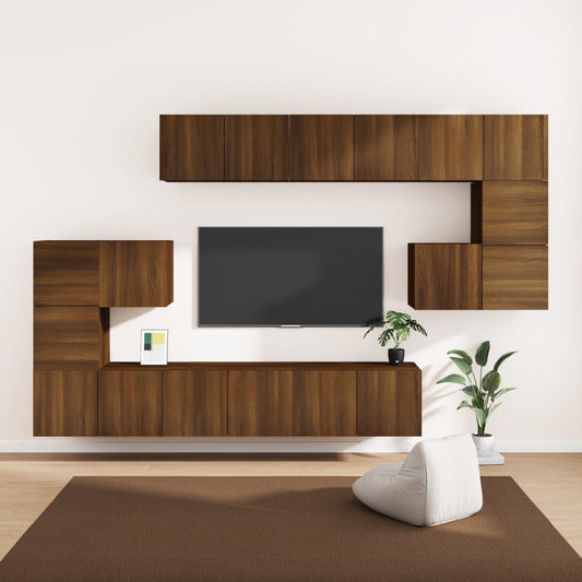 Berkfield 10 Piece TV Cabinet Set Brown Oak Engineered Wood