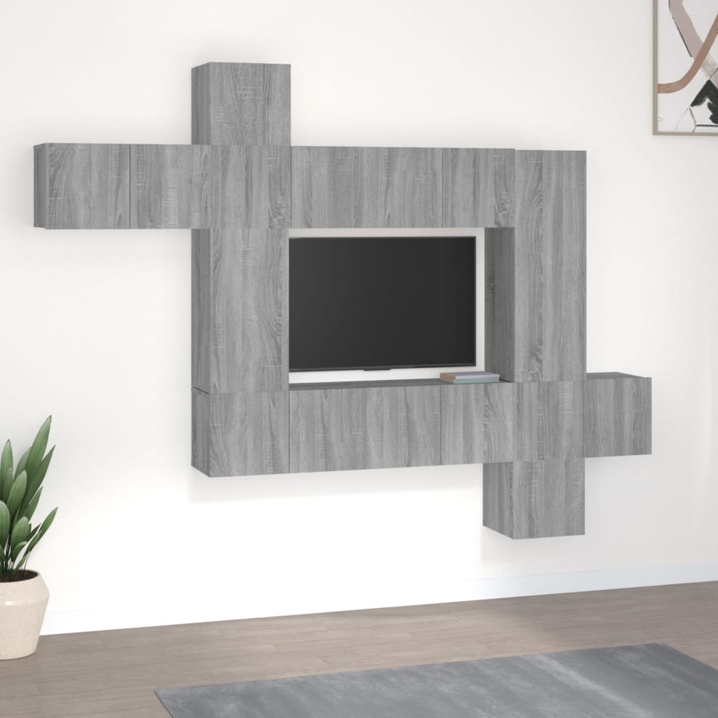 Berkfield 10 Piece TV Cabinet Set Grey Sonoma Engineered Wood
