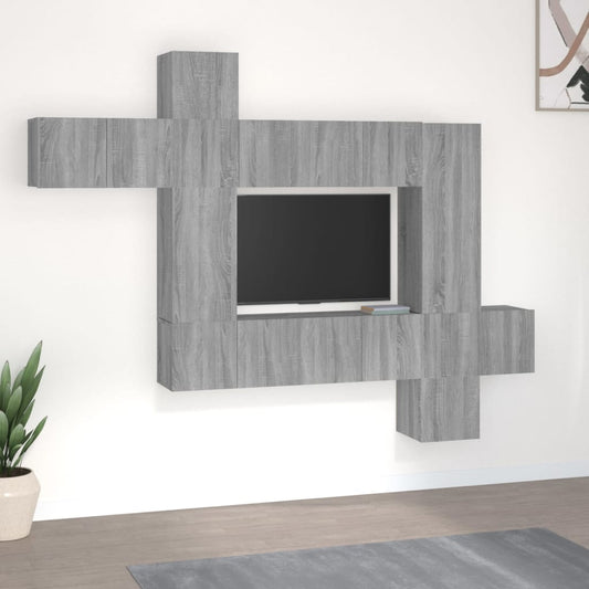 Berkfield 10 Piece TV Cabinet Set Grey Sonoma Engineered Wood